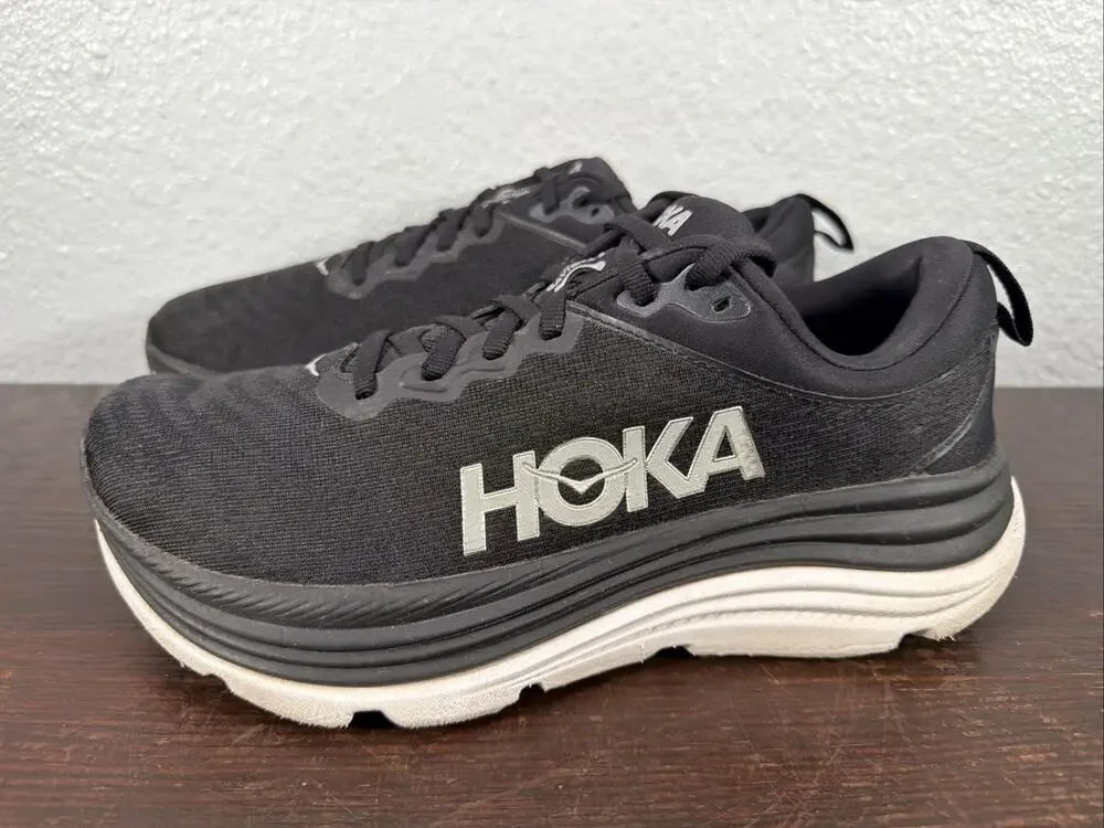 Hoka One One Womens Gaviota 5 1134235 BWHT Black Running Shoes Sneakers 8.5 B